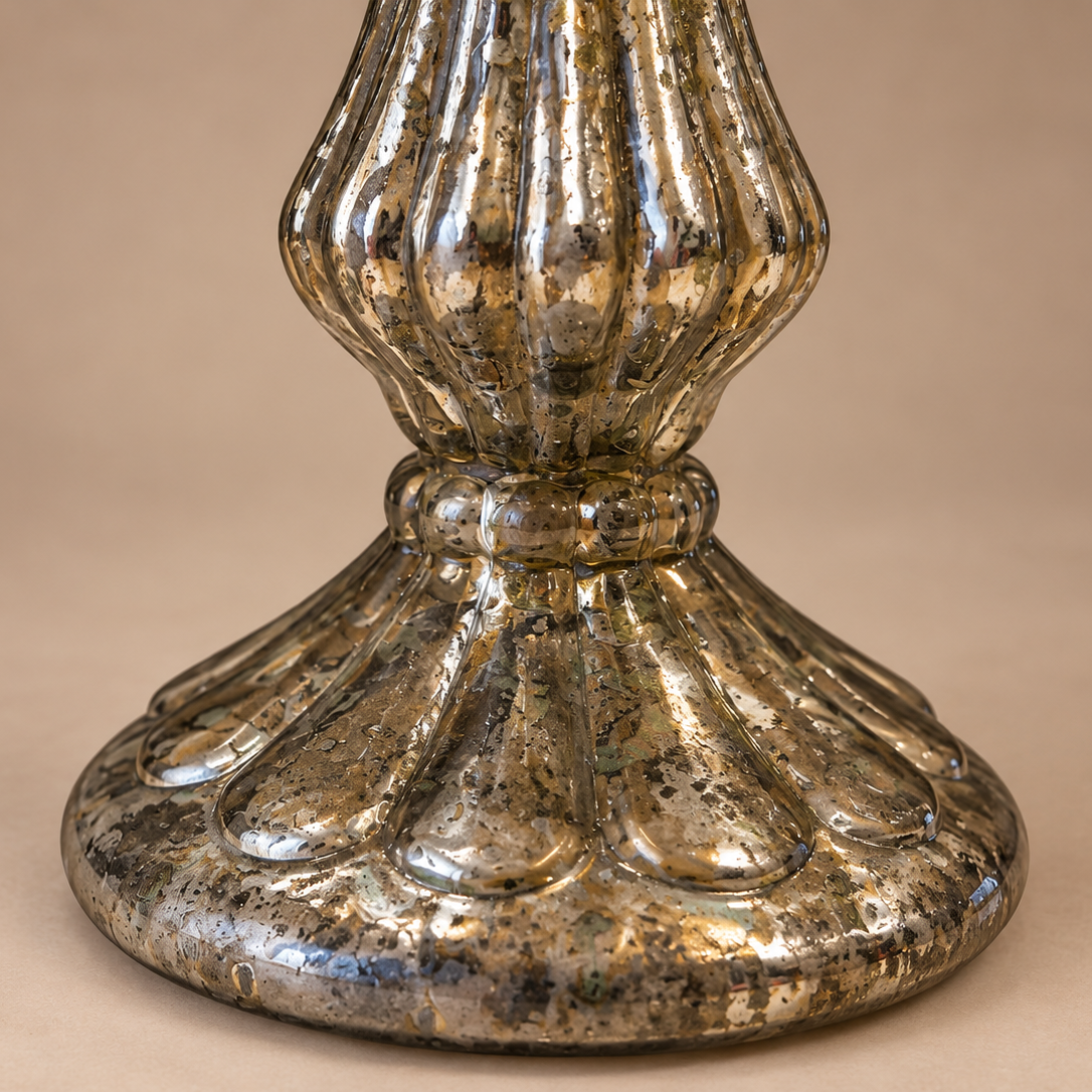 Base candelabro pequeño envejecido cristal