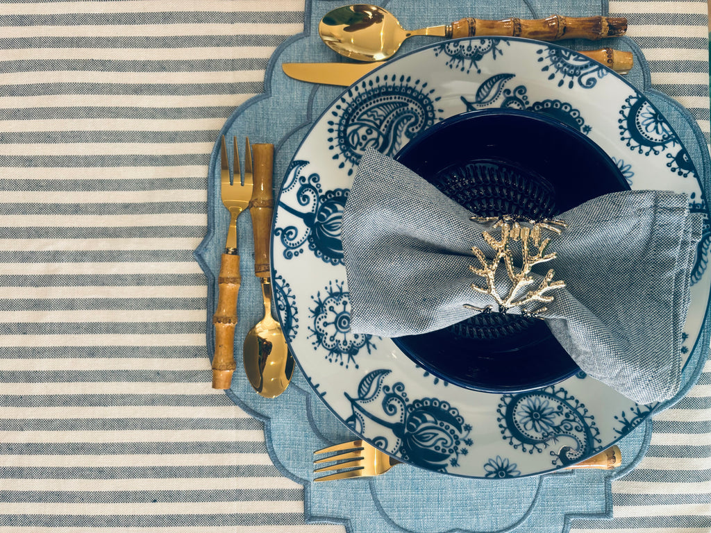 Mantel Capri · Rayas azules